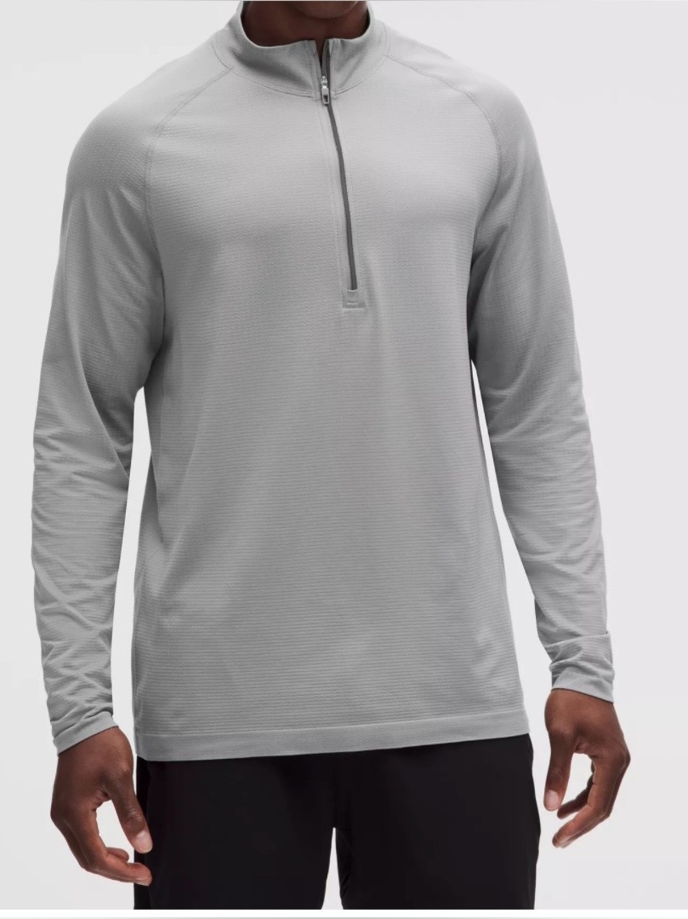 lululemon athletica Light Gray Half-Zip Long Sleeve Top size L